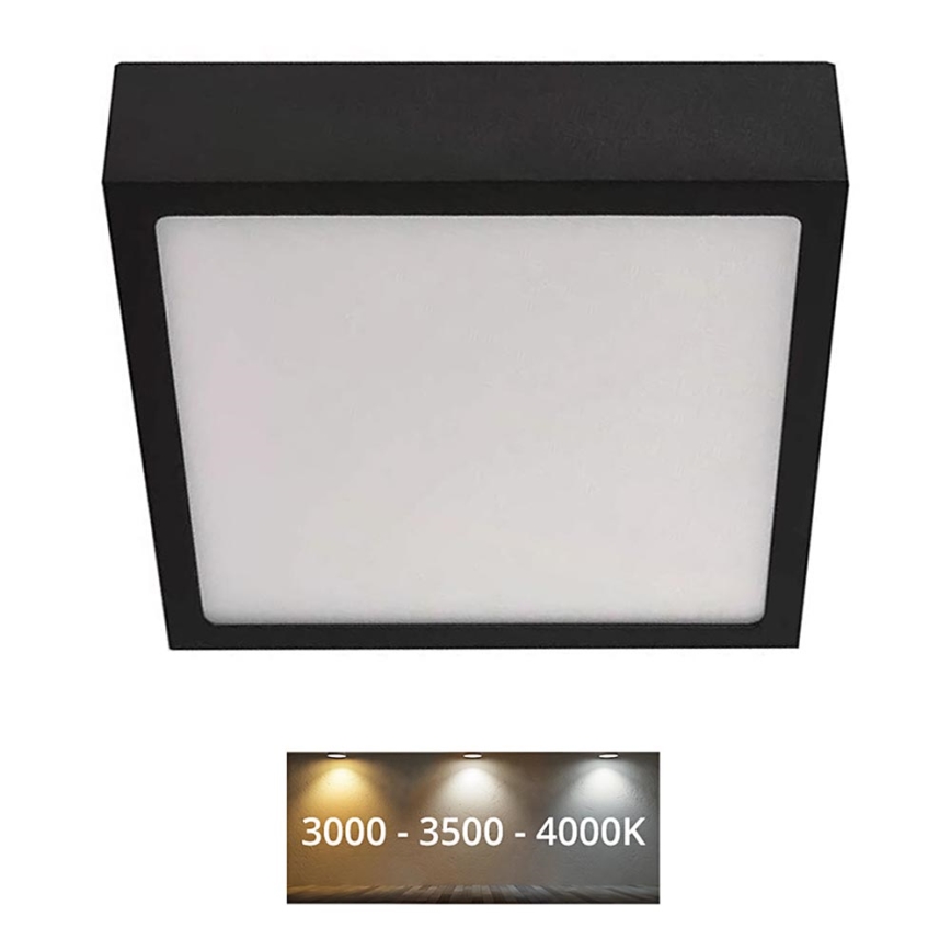 LED Stropní svítidlo NEXXO LED/12,5W/230V 3000/3500/4000K 17x17 cm černá