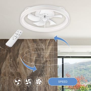 LED Stmívatelné stropní svítidlo s ventilátorem FARGO LED/37W/230V bílá + dálkové ovládání