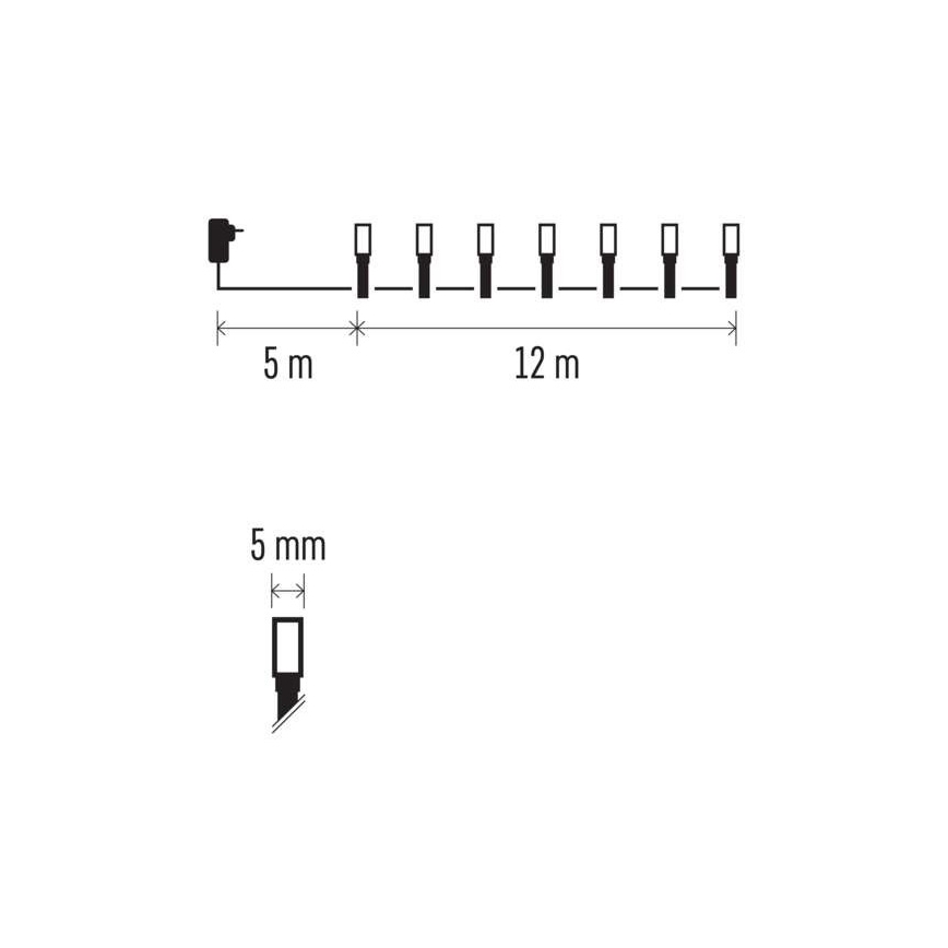 LED Vánoční venkovní řetěz 120xLED/8 módů 17m IP44 studená bílá