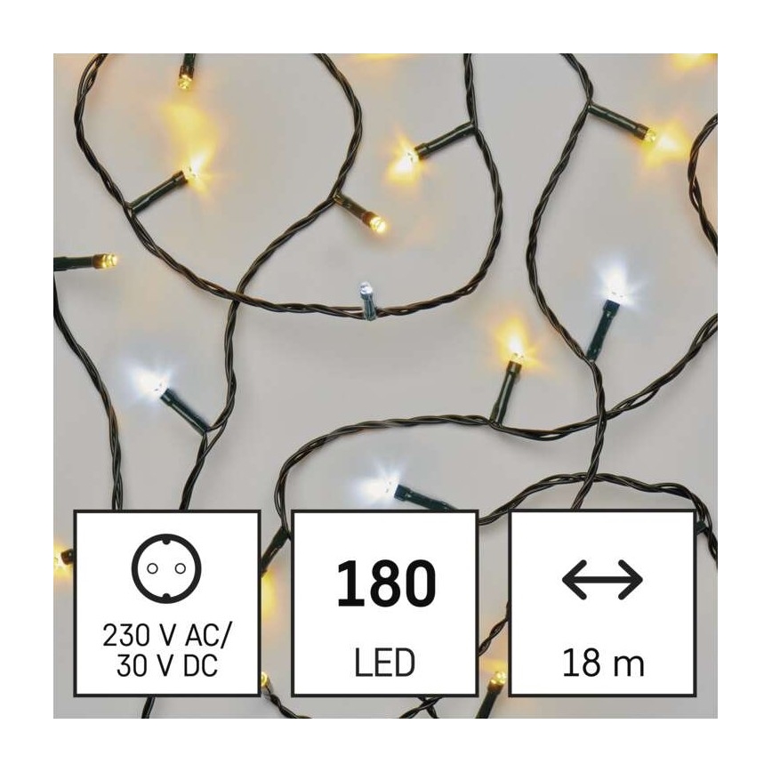 LED Vánoční venkovní řetěz 180xLED/23m IP44 teplá/studená bílá