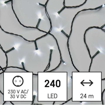 LED Vánoční venkovní řetěz 240xLED/8 módů 29m IP44 studená bílá