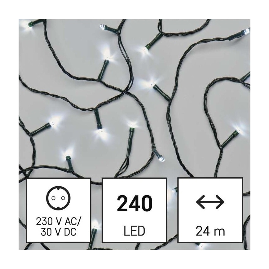 LED Vánoční venkovní řetěz 240xLED/8 módů 29m IP44 studená bílá