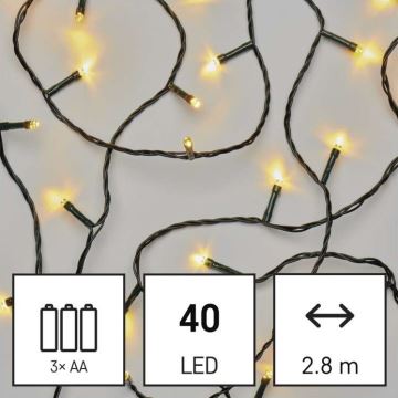 LED Vánoční venkovní řetěz 40xLED/3,3m IP44 teplá bílá