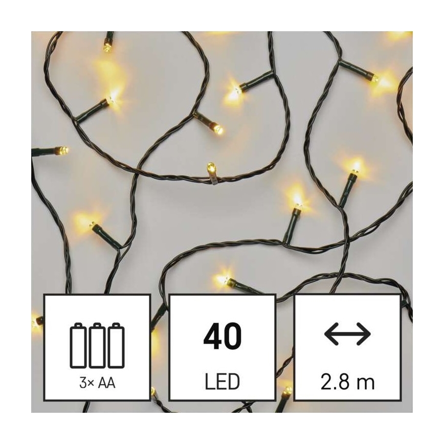 LED Vánoční venkovní řetěz 40xLED/3,3m IP44 teplá bílá