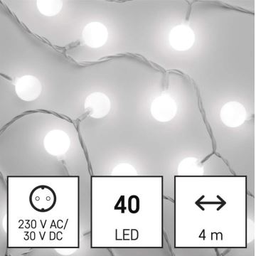 LED Vánoční venkovní řetěz 40xLED/9m IP44 studená bílá