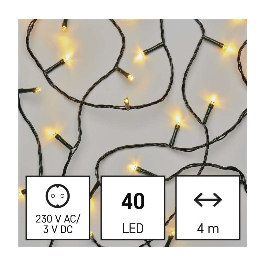 LED Vánoční venkovní řetěz 40xLED/9m IP44 teplá bílá