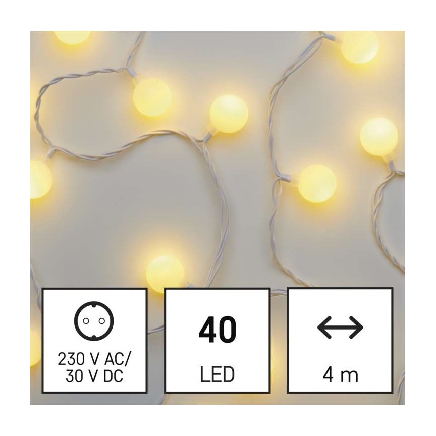 LED Vánoční venkovní řetěz 40xLED/9m IP44 teplá bílá