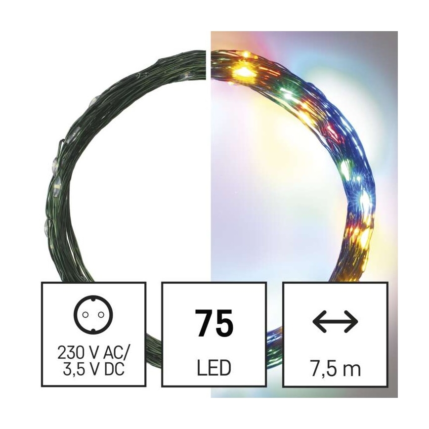 LED Vánoční venkovní řetěz 75xLED/12,5m IP44 multicolor