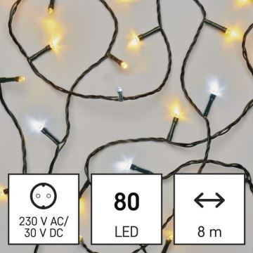 LED Vánoční venkovní řetěz 80xLED/2 funkce 13m IP44 teplá/studená bílá