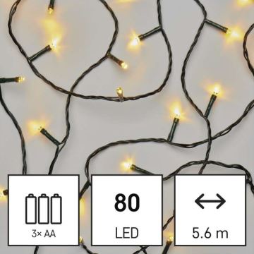 LED Vánoční venkovní řetěz 80xLED/6,1m IP44 teplá bílá