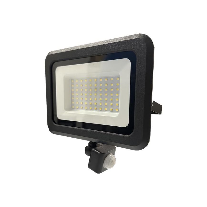 LED Venkovní reflektor se senzorem LED/50W/230V 4000K IP44 černá