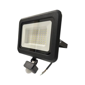 LED Venkovní reflektor se senzorem LED/50W/230V 4000K IP44 černá