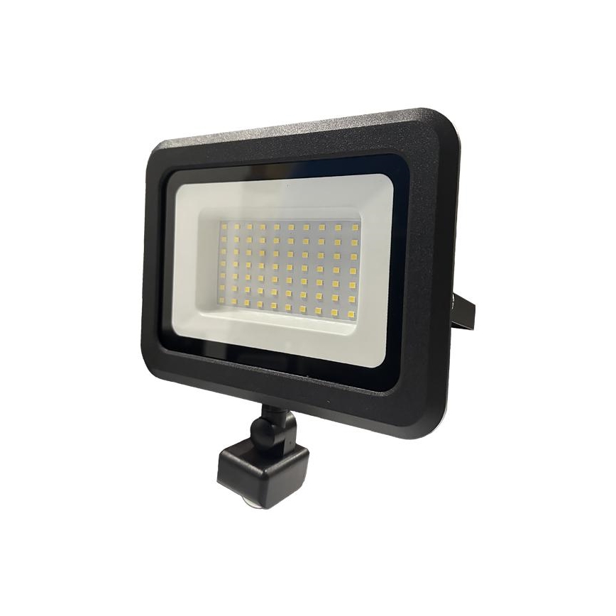 LED Venkovní reflektor se senzorem LED/50W/230V 4000K IP44 černá