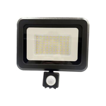 LED Venkovní reflektor se senzorem LED/50W/230V 4000K IP65 černá