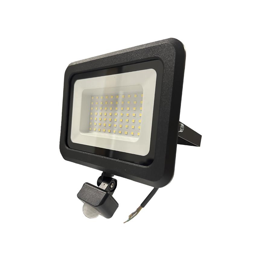 LED Venkovní reflektor se senzorem LED/50W/230V 4000K IP65 černá