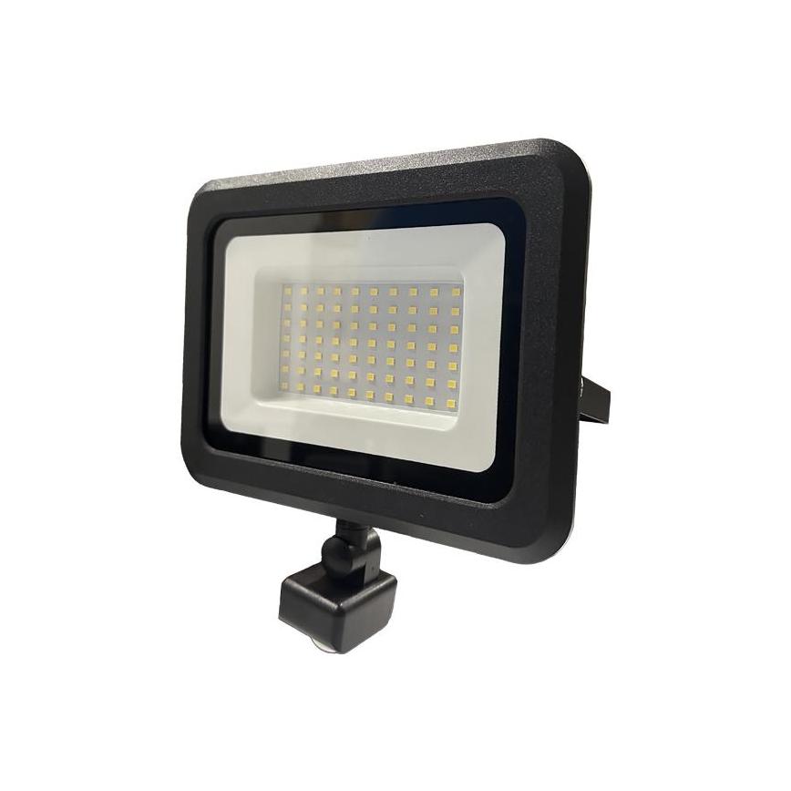 LED Venkovní reflektor se senzorem LED/50W/230V 4000K IP65 černá
