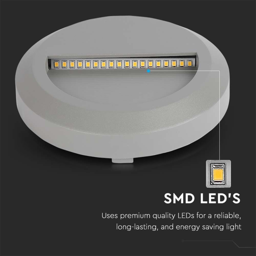 LED Venkovní schodišťové svítidlo LED/2W/230V IP65 3000K šedá