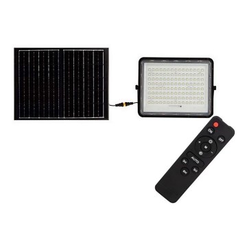 LED Venkovní solární reflektor LED/200W/3,2V 4000K černá IP65 + dálkové ovládání