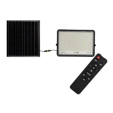 LED Venkovní solární reflektor LED/30W/3,2V 4000K černá IP65 + dálkové ovládání