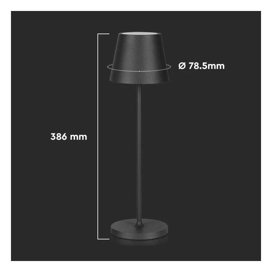 LED Venkovní stmívatelná dotyková dobíjecí stolní lampa LED/2W/230V 4400 mAh IP54 antracit