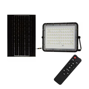 LED Venkovní stmívatelný solární reflektor LED/15W/3,2V IP65 4000K černá + dálkové ovládání