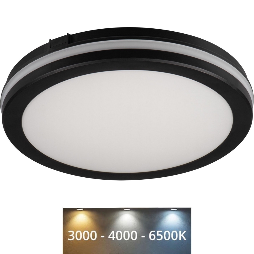 LED Venkovní stropní svítidlo BENO ECO LED/12W/230V 3000/4000/6500K pr. 20 cm IP65 černá