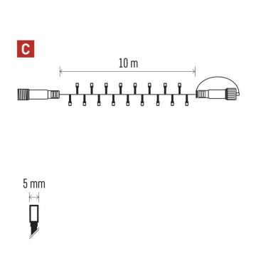 LED Venkovní vánoční řetěz 100xLED/10m IP44 teplá bílá