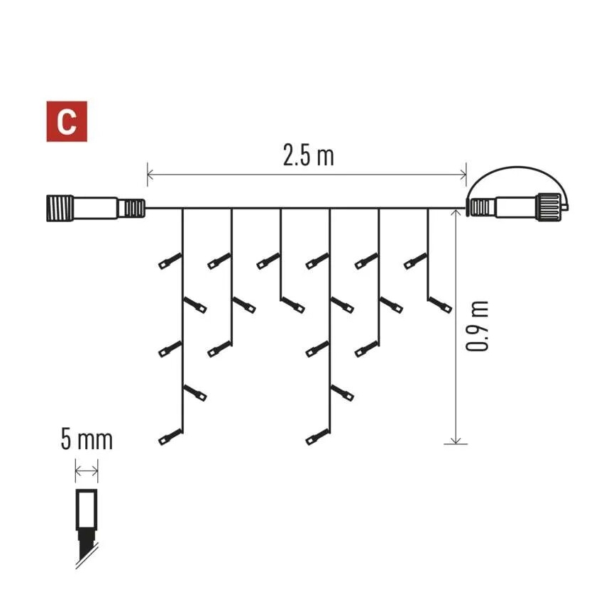 LED Venkovní vánoční řetěz 100xLED/2,5x0,9m IP44 červená/vintage