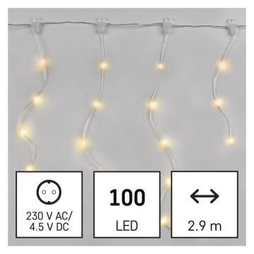 LED Venkovní vánoční řetěz 100xLED/8 funkcí 7,9x0,7m IP44 teplá bílá