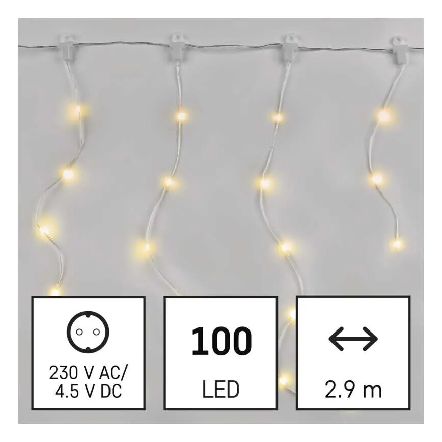 LED Venkovní vánoční řetěz 100xLED/8 funkcí 7,9x0,7m IP44 teplá bílá