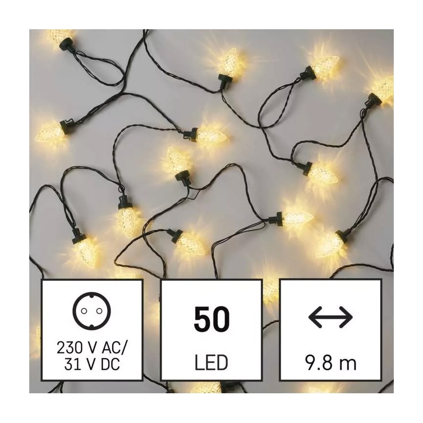 LED Venkovní vánoční řetěz 50xLED/8 funkcí 14,8 m IP44 teplá bílá