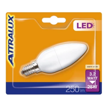 LED Žárovka B35 E14/3,2W/230V 2700K - Attralux