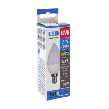 LED Žárovka C35 E14/8W/230V 6500K