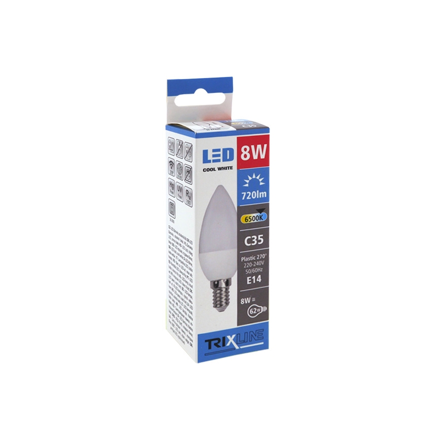 LED Žárovka C35 E14/8W/230V 6500K