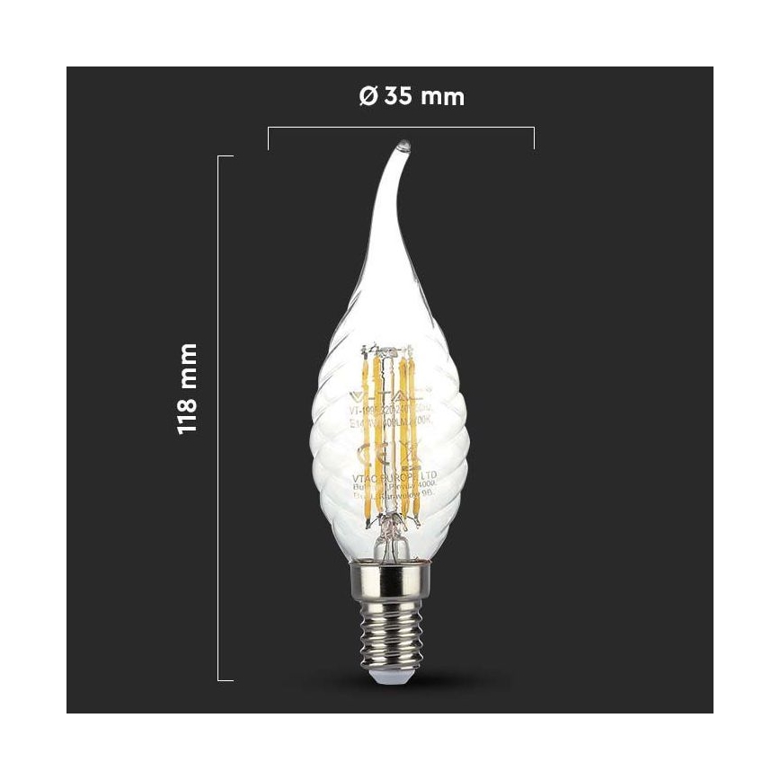 LED Žárovka FILAMENT E14/4W/230V 3000K