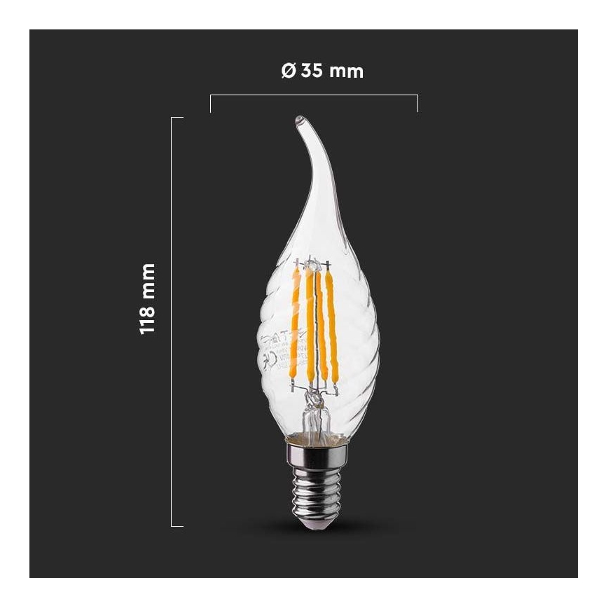 LED Žárovka FILAMENT E14/4W/230V 4000K