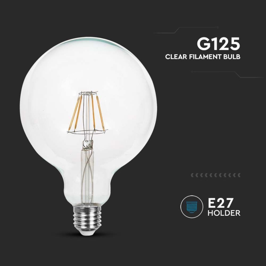 LED Žárovka FILAMENT G125 E27/10W/230V 4000K