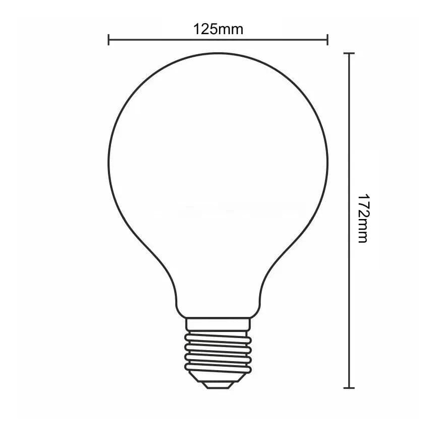 LED Žárovka BÍLÝ FILAMENT G125 E27/13W/230V 3000K