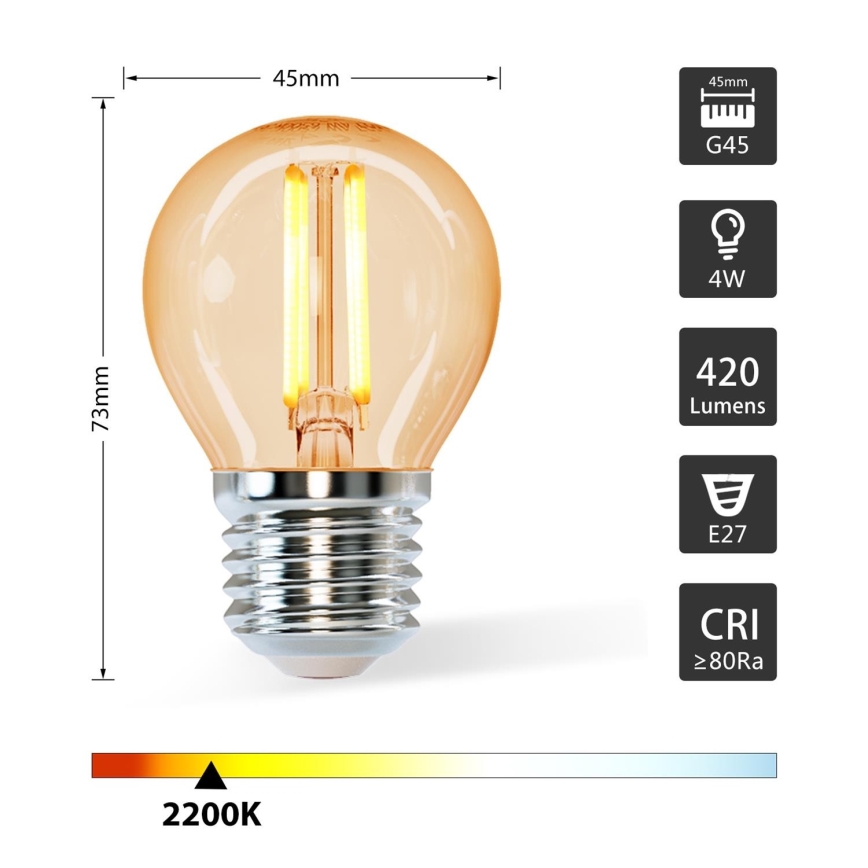 LED Žárovka G45 E27/4W/230V 2200K - Aigostar