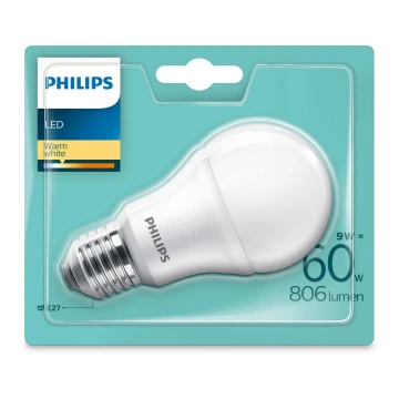 LED Žárovka Philips E27/9W/230V 2700K