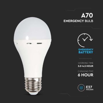 LED Žárovka s nouzovým režimem A70 E27/9W/230V 4000K