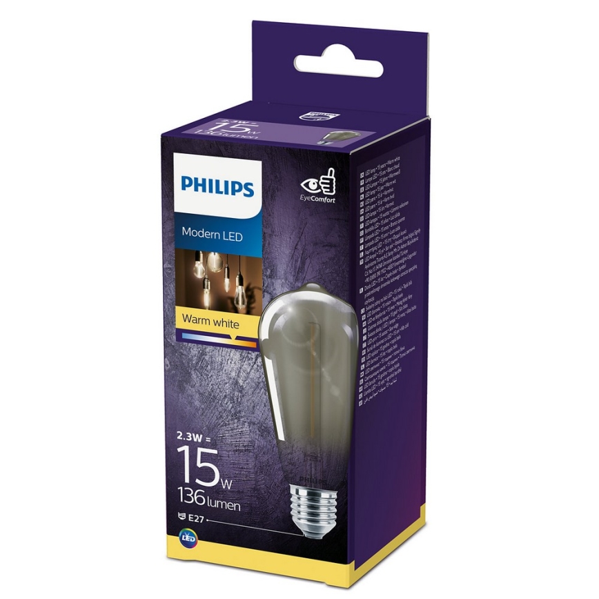 LED Žárovka SMOKY VINTAGE Philips ST64 E27/2,3W/230V
