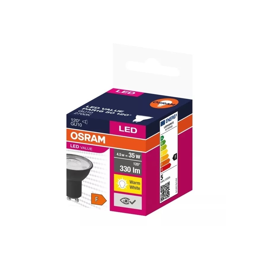 LED Žárovka VALUE PAR16 GU10/4,5W/230V 2700K 120° - Ledvance