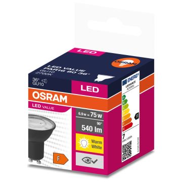 LED Žárovka VALUE PAR16 GU10/6,9W/230V 2700K 36° - Ledvance