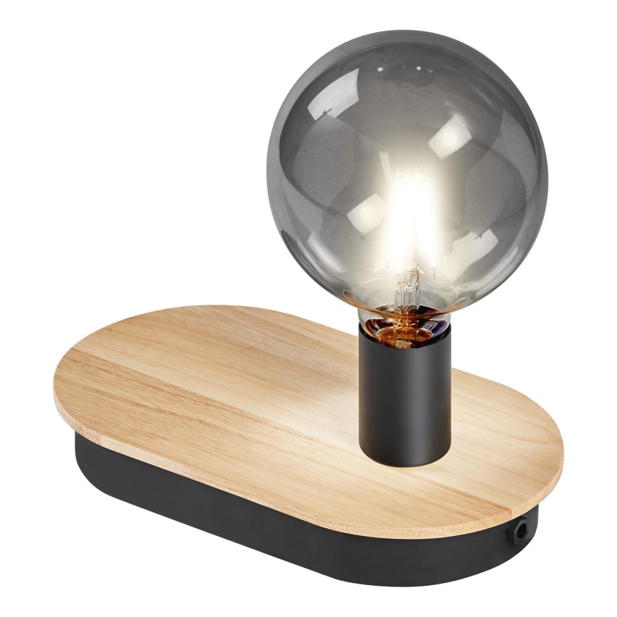 Ledvance - Dotyková stolní lampa s USB konektorem DECOR WOOD 1xE27/8W/230V gumovník