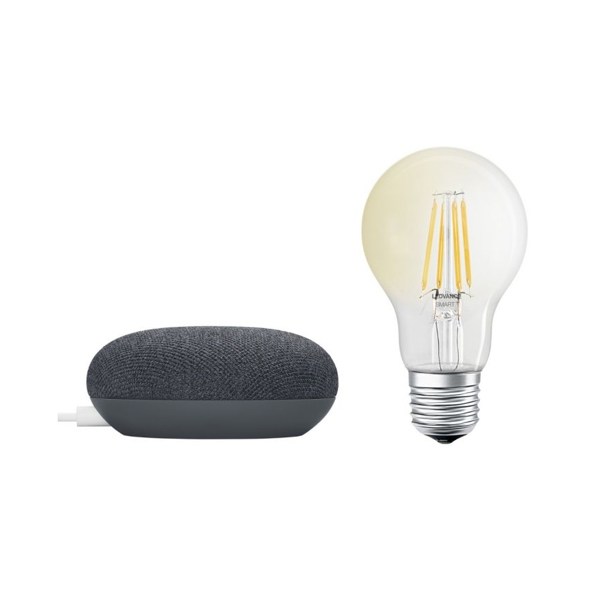 Ledvance - Inteligentní reproduktor Google Nest Mini + LED Stmívatelná žárovka SMART+ A60 E27/60W/230V 2700K