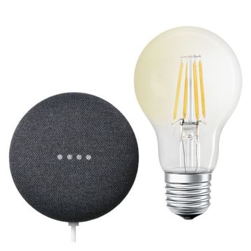 Ledvance - Inteligentní reproduktor Google Nest Mini + LED Stmívatelná žárovka SMART+ A60 E27/6,5W/230V 2700K