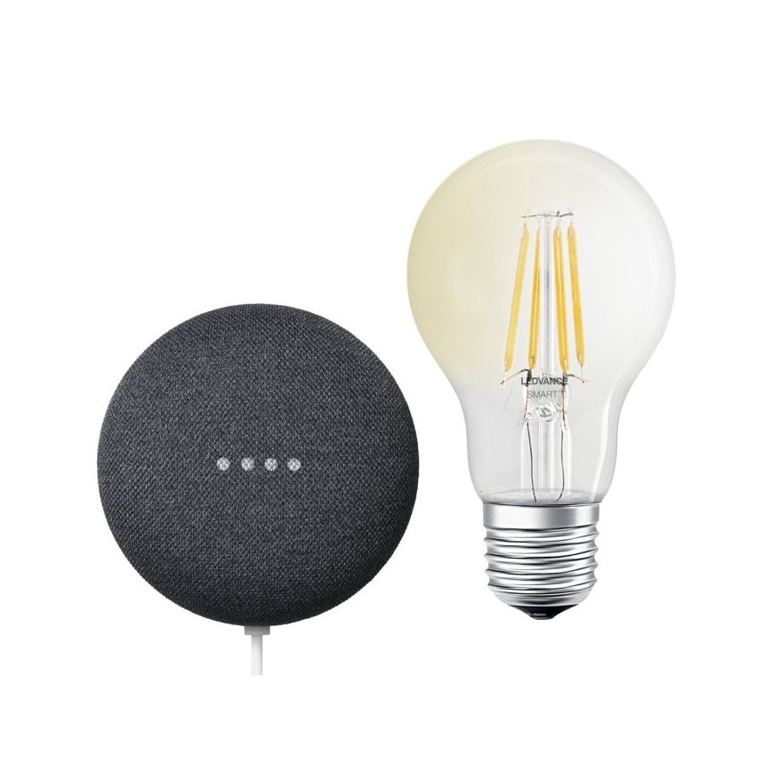 Ledvance - Inteligentní reproduktor Google Nest Mini + LED Stmívatelná žárovka SMART+ A60 E27/6,5W/230V 2700K