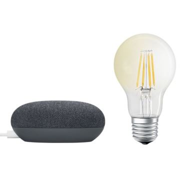 Ledvance - Inteligentní reproduktor Google Nest Mini + LED Stmívatelná žárovka SMART+ A60 E27/6,5W/230V 2700K