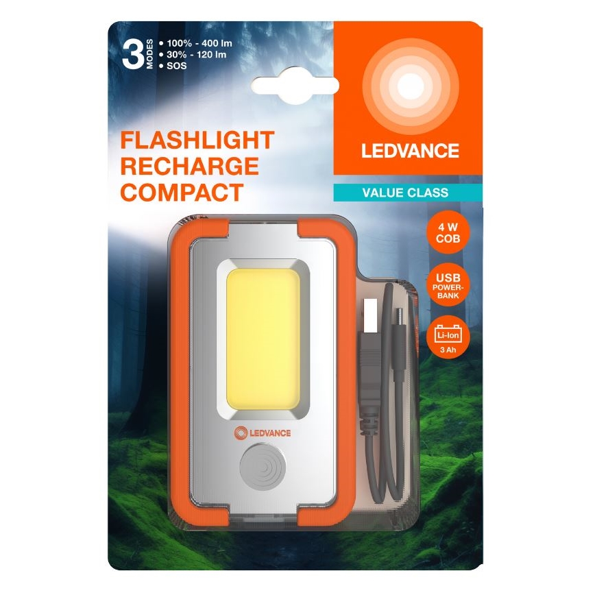 Ledvance - LED Nabíjecí svítilna s powerbankou FLASHLIGHT LED/4W/5V 3000mAh IPX2